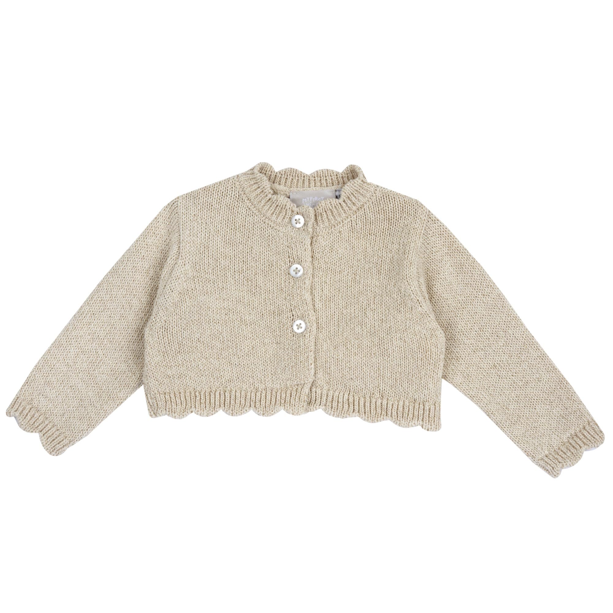 Chicco, Cardigan girocollo in misto cotone per neonata, Beige