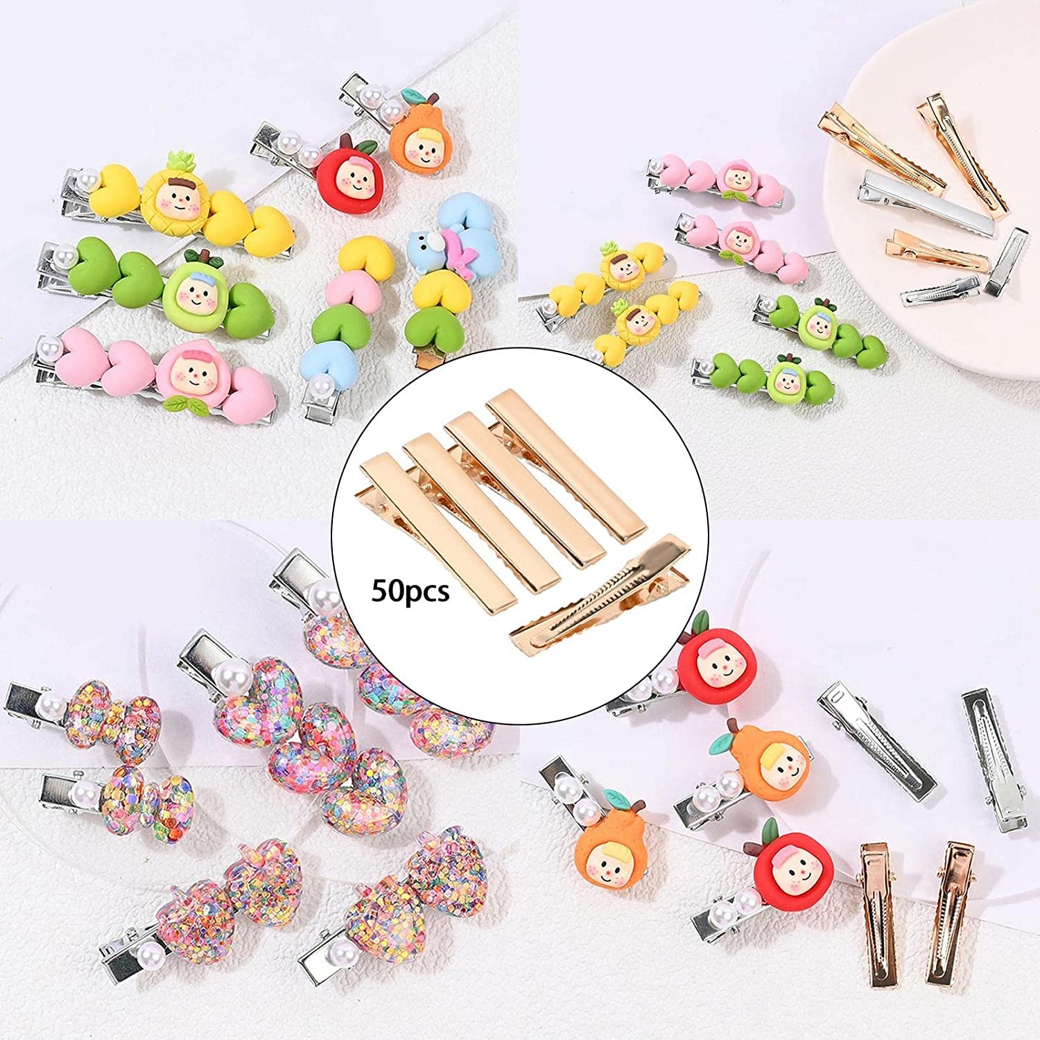 clip per capelli Fermagli for capelli a forma di barretta piatta da 50 pezzi for lo styling Accessori fai da te Archi for parrucchieri Creazione di oggetti artigianali Ragazze Donne,(40mm)