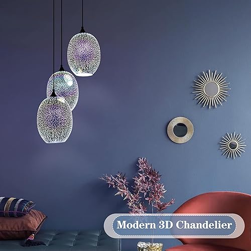 Miniatura 2 de Moderna lámpara colgante de fuegos artificiales 3D, luces colgantes coloridas de cristal de fuegos artificiales, lámpara colgante única para cocina,