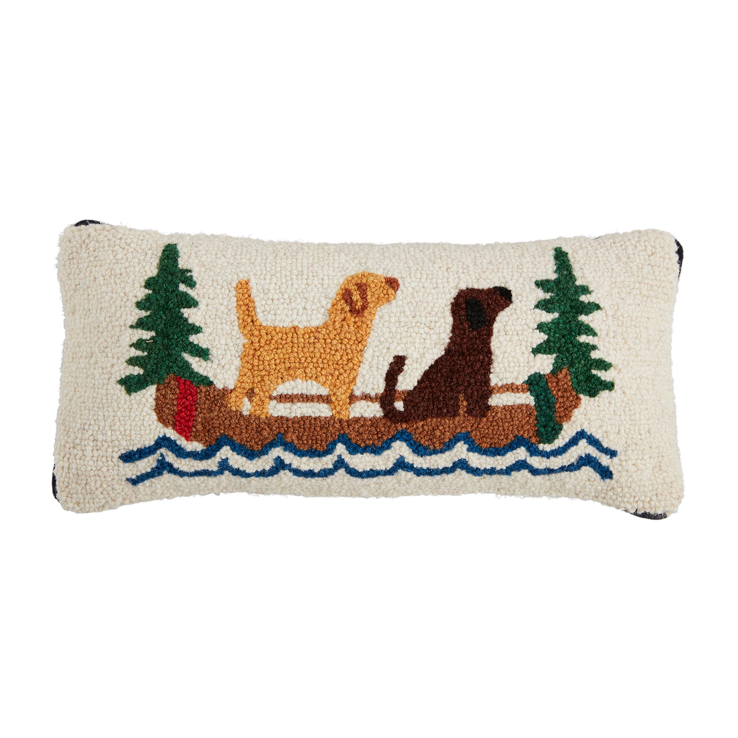 Mud Pie Canoe Hook Wool Pillow; 8" x 18"