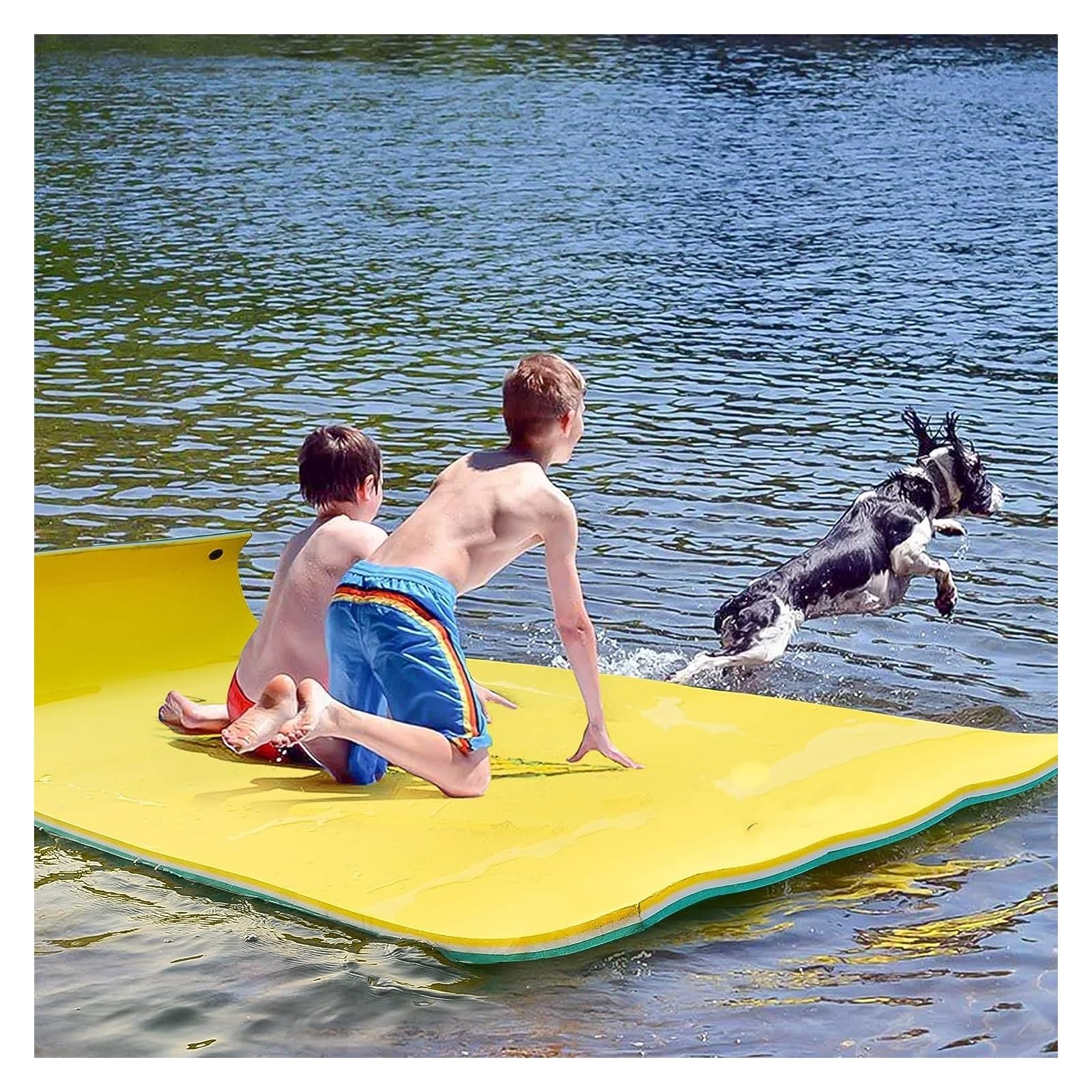 Colchoneta Flotante De Agua, Alfombrilla Flotante Premium for Lagos Y Piscinas - Muelle Flotante con Alfombrilla De Agua Extra Grande - Flotadores De Lago for Adultos Y Niños,Yellow