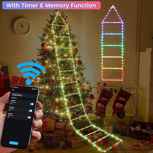 Miniatura 4 de Toodour Luz de decoración de Navidad para interiores, luces de Navidad RGB inteligentes con Bluetooth y control por aplicación, luces LED de