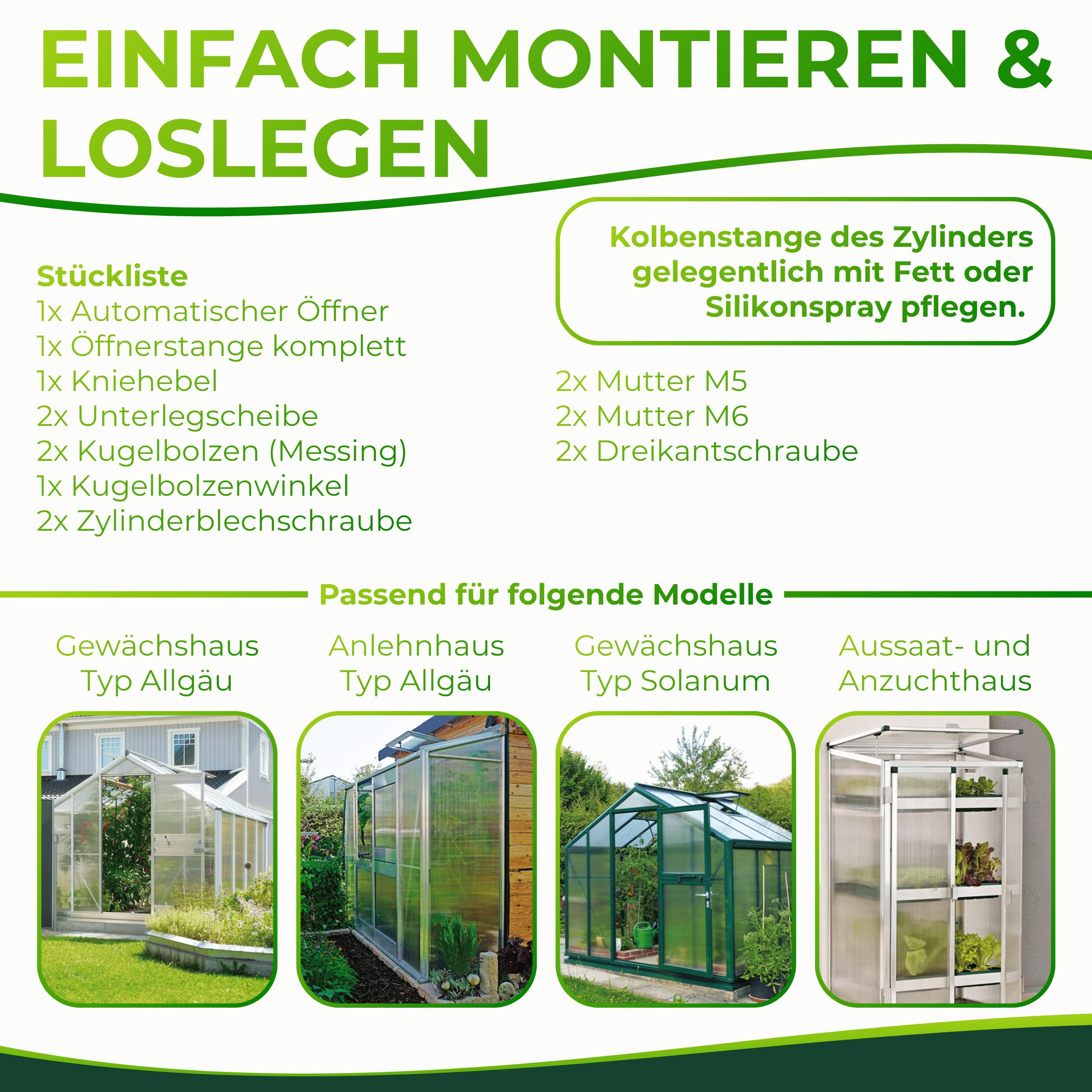 Beckmann automatischer Fensteröffner Gewächshaus ohne Strom Fensterheber ÖFA [7kg Hubkraft] Anthrazit I für Dachfenster I Gewächshaus Zubehör I Gewächshausfensteröffner I Fenster Öffner I automatisch