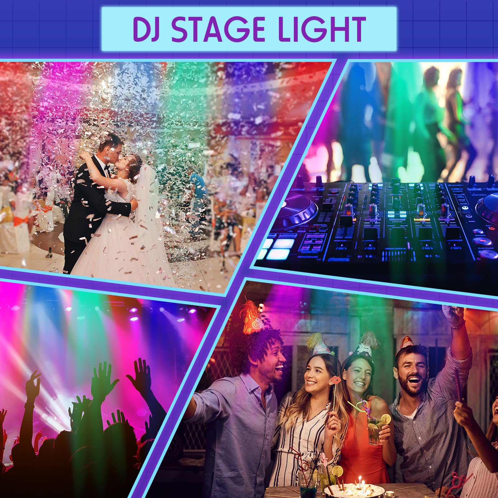 Handepo 20 Stück 36 LED Par Lights DJ Bühnenlicht 7 K Parbeleuchtung für Bühne mit Fernbedienung und DMX Steuerung Sound aktivierte Uplights Party Lichter für Weihnachten Musik Party Disco