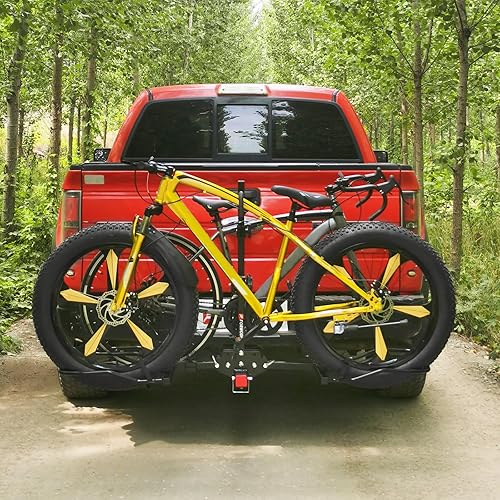 Miniatura 6 de FORWODE Soporte de bicicleta de 2 pulgadas para bicicletas de 2 x 80 libras, soporte de plataforma para automóvil, SUV, camión, estándar, plegable,