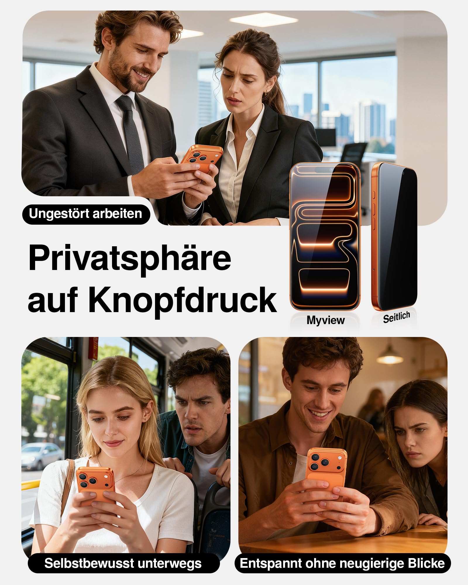 SMARTDEVIL 2 Stück Panzerglas für iPhone 17 Pro, Blickschutz Schutzfolie, Militärischer Fallschutz, 9H Härte, Anti-Spy Privacy Glas, Schnelle & Einfache Installation, Hüllenfreundliches Design
