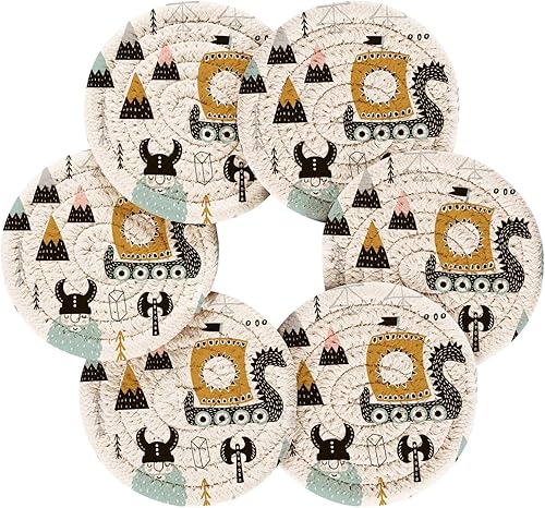 Miniatura 2 de Juego de posavasos de oveja de montaña de dibujos animados para bebidas, juego de posavasos absorbentes con soporte para mesa de café para cocina,