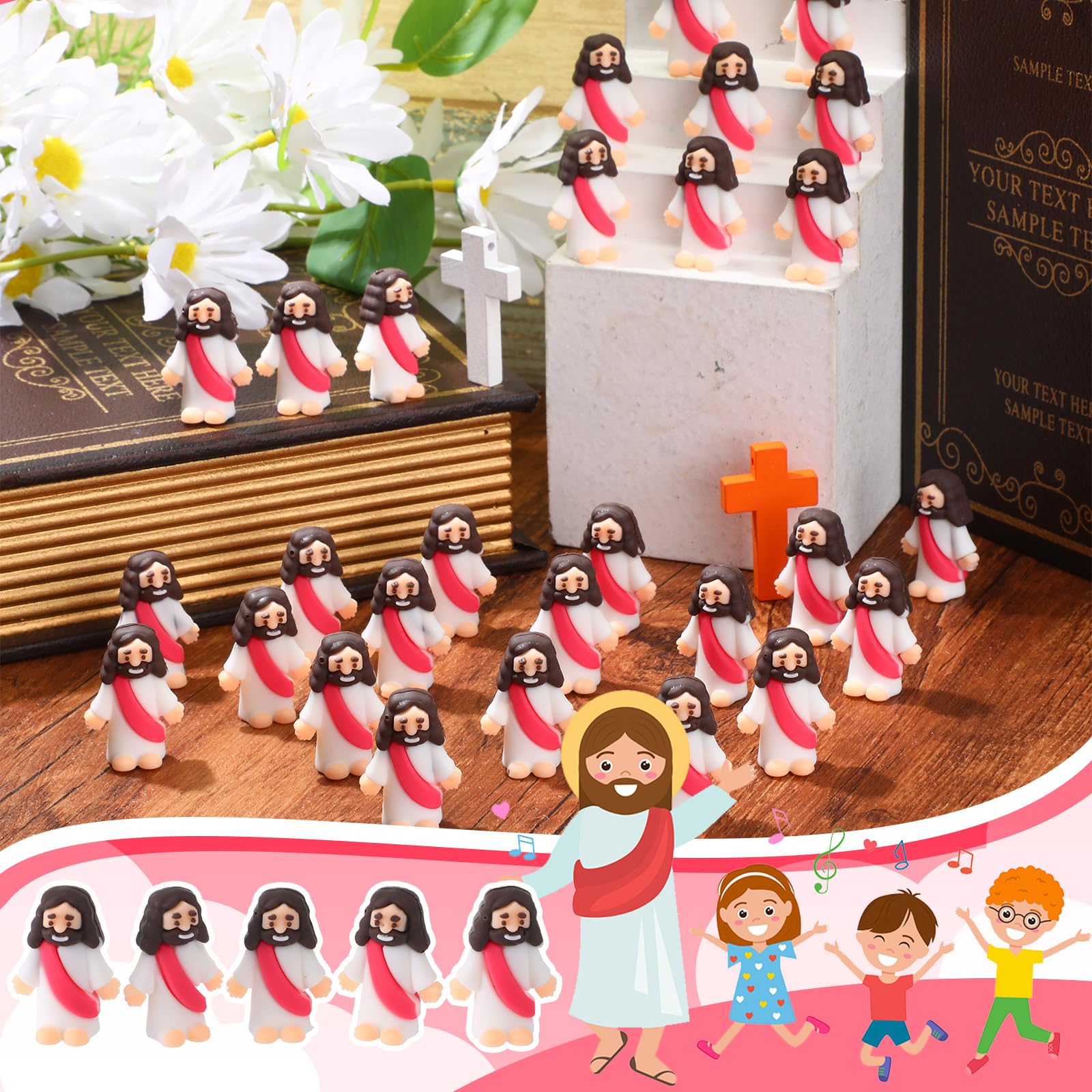 Jesus Loves You Figures 100 Pack Mini Jesus Figurines Bulk Little
