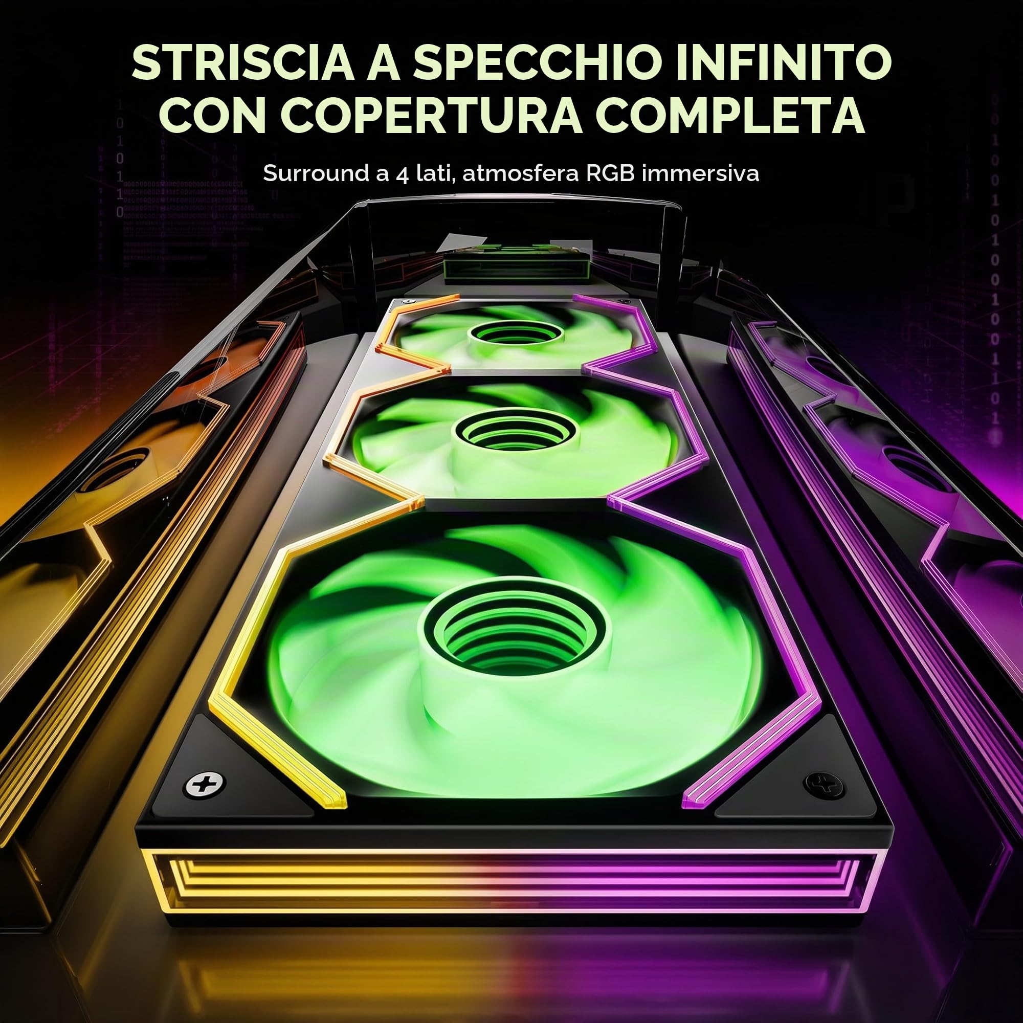 AsiaHorse Matrix Pro - Ventola per case PC da 360 mm, ventola per radiatore integrata 3 in 1 ARGB PWM con 88 LED, 2000 giri/min, 5 V sincronizzazione a 3 pin, illuminazione a 3 zone, flusso d'aria