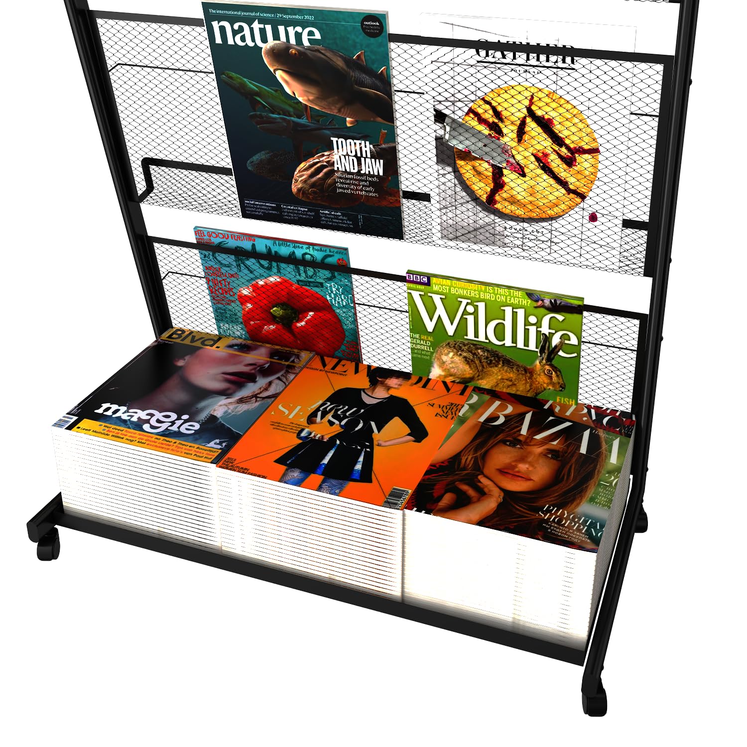 zeitschriftenständer Für Verschiedene öffentliche Ausstellungsbereiche,3 sheets A4 width prospektständer a4 prospekthalter mit Universalrädern (68×36×150CM)
