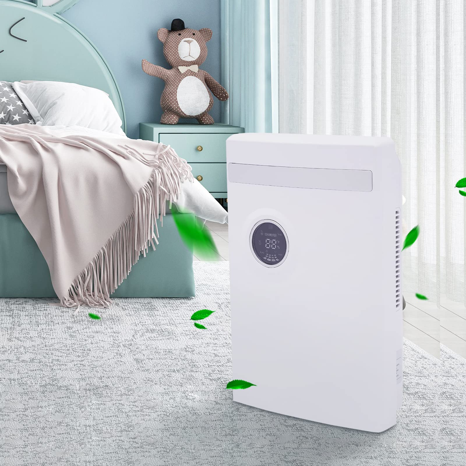 Osuszacz powietrza 2200 ml na 30 m², elektryczny osuszacz powietrza z wyświetlaczem LED, cicha suszarka do sypialni, łazienki i piwnicy, 350-500 ml/dzień (29,5 x 18,5 x 41 cm)
