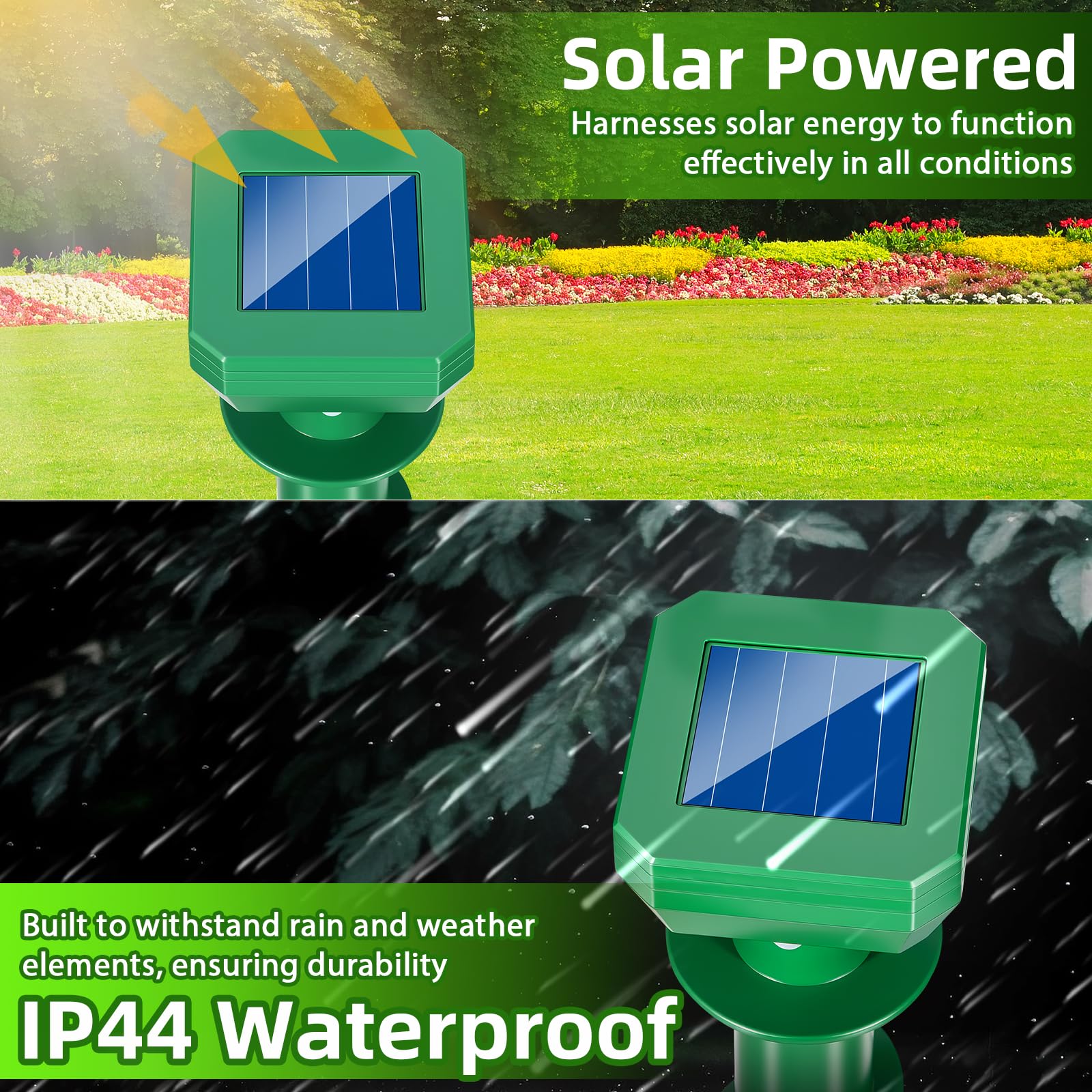 4 Pack Maulwurfschreck Solarbetriebene Schraube Ultraschall Gopher Abschreckung Pfahl für Rasen im Freien, Ultraschall Wühlmausschreck Outdoor für Streifenhörnchen, Murmeltiere, Nagerabwehr für Hof