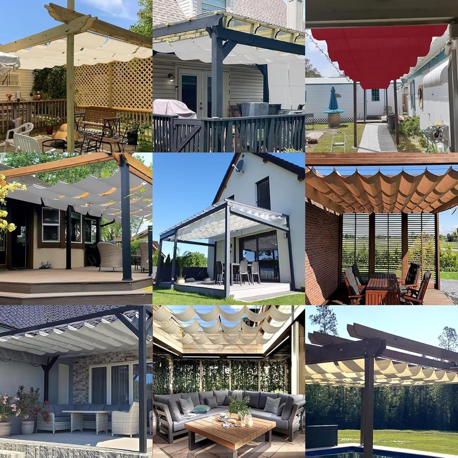 Vela Parasole a Onda Retrattile 2 x 12.75 m Resistente Agli Strappi, Resistente Alle Intemperie Tenda da Sole a Onda Retrattile Copertura Regolabile per Ombra per Esterno, Terrazzo, bianco