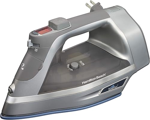 Hamilton Beach Plancha de vapor y vaporizador vertical para ropa con suela Durathon resistente a los arañazos, apagado automático de 3 vías,