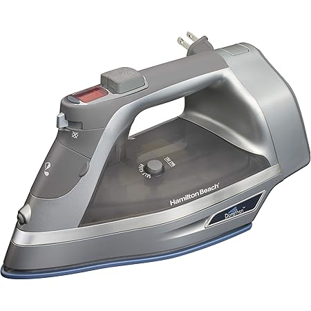 Hamilton Beach Steam Iron & Vertical Steamer with Scratch-Resistant Durathon Soleplate, 1700 Watts, Digital Temperature Control, Retractable Cord, 3-Way Auto Shutoff, Anti-Drip, Self-Cleaning (19901)
