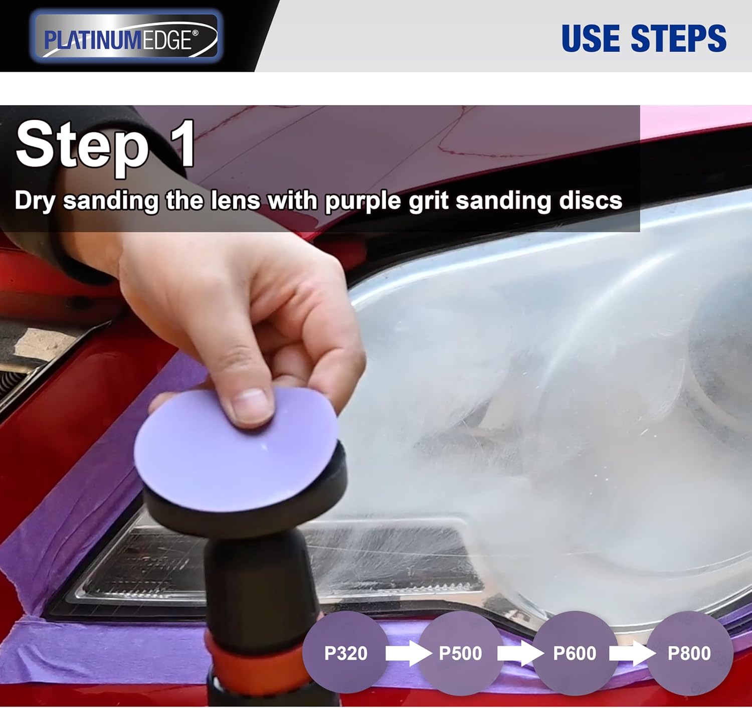 PLATINUMEDGE Car Headlight Restoration Kit, 3 inch Car Headlights Lens Polishing Sanding Discs with 3 inch Buffing Polish Pads for Drill, 30 Pc Car Headlight Restorer and Renewer Kit 3 PLATINUMEDGE Car Headlight Restoration Kit, 3 inch Car Headlights Lens Polishing Sanding Discs with 3 inch Buffing Polish Pads for Drill, 30 Pc Car Headlight Restorer and Renewer Kit