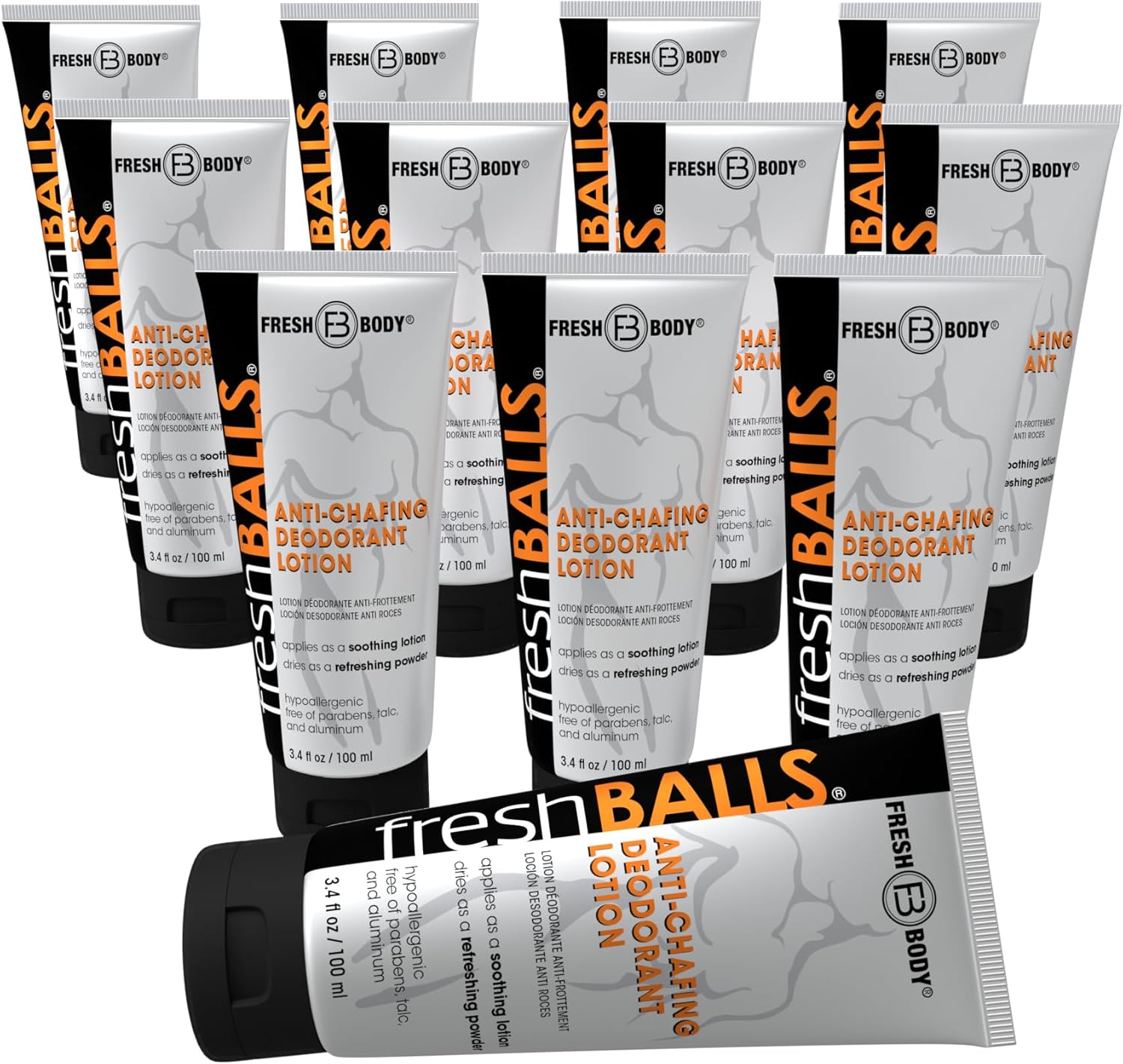 FRESH BALLS Special 12 PACK Male Hygiene Antiperspirant Lotion 3.4 oz