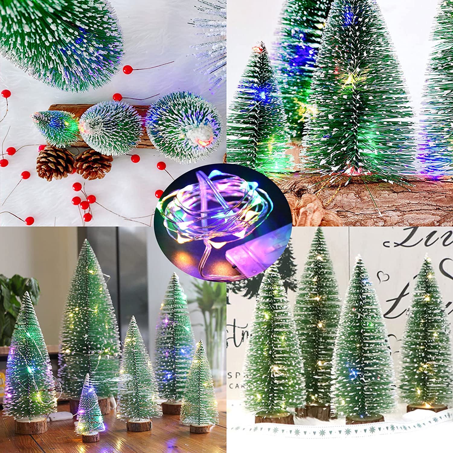 Mini-groene dennenboom, 8 stuks, miniatuur, mini-kerstboom