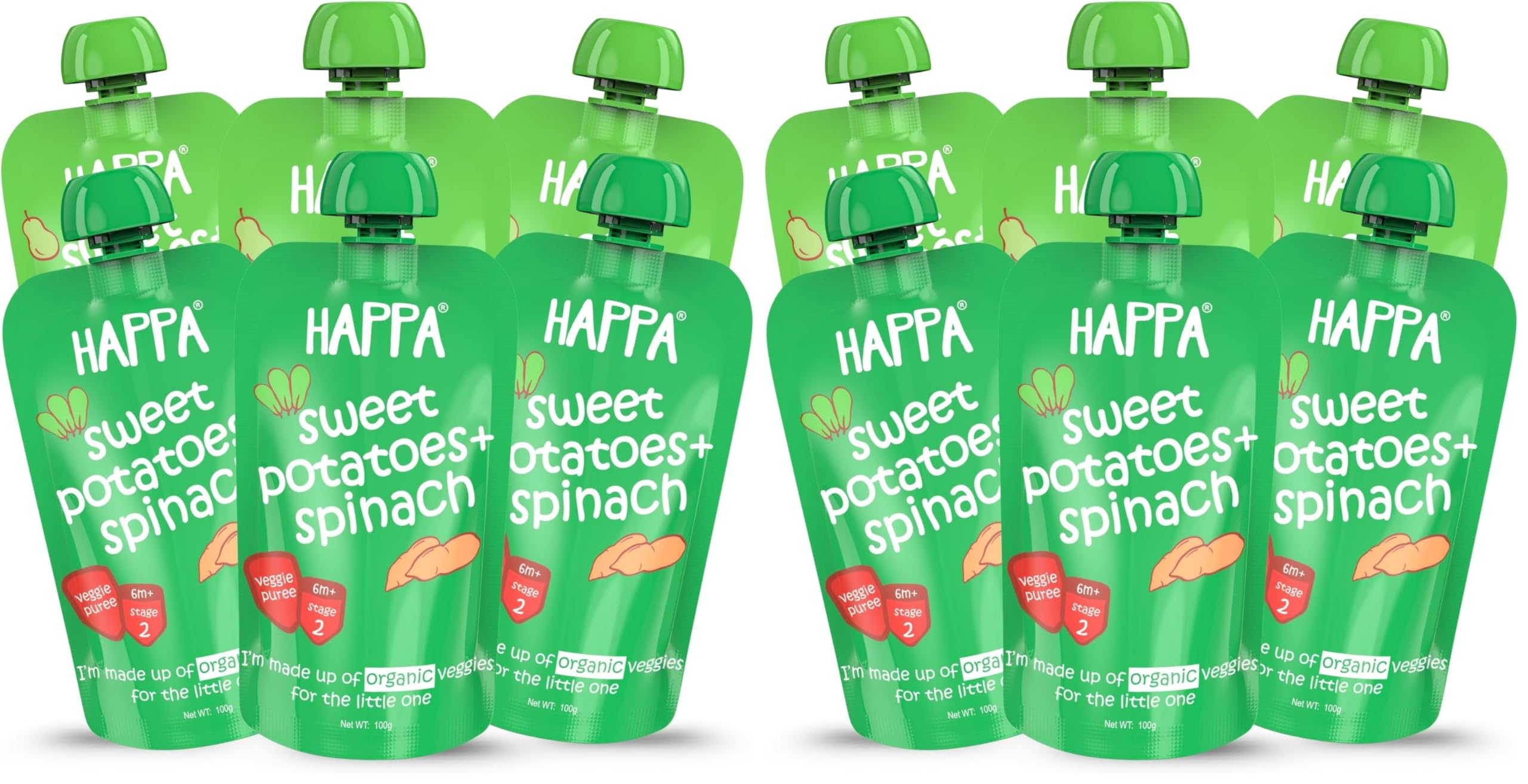 Happa Organic Baby Food Puree | 100% Fruits | No Added Sugar, No Milk Powder, No Preservatives | Stage 3 (8 M+) | Ready to Eat | Free from Common Allergens | Pack of 12 (100g Each)-image-44