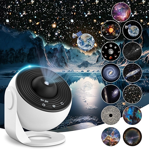 Projetor de Luz Galaxia, Projetor Galaxia, Projetor de Estrelas, Projetor de Luz, Galaxy Projector, Lâmpada de Projeção de Nebulosa Rotativa de 360, luz Noturna para Quarto, Preto E branco