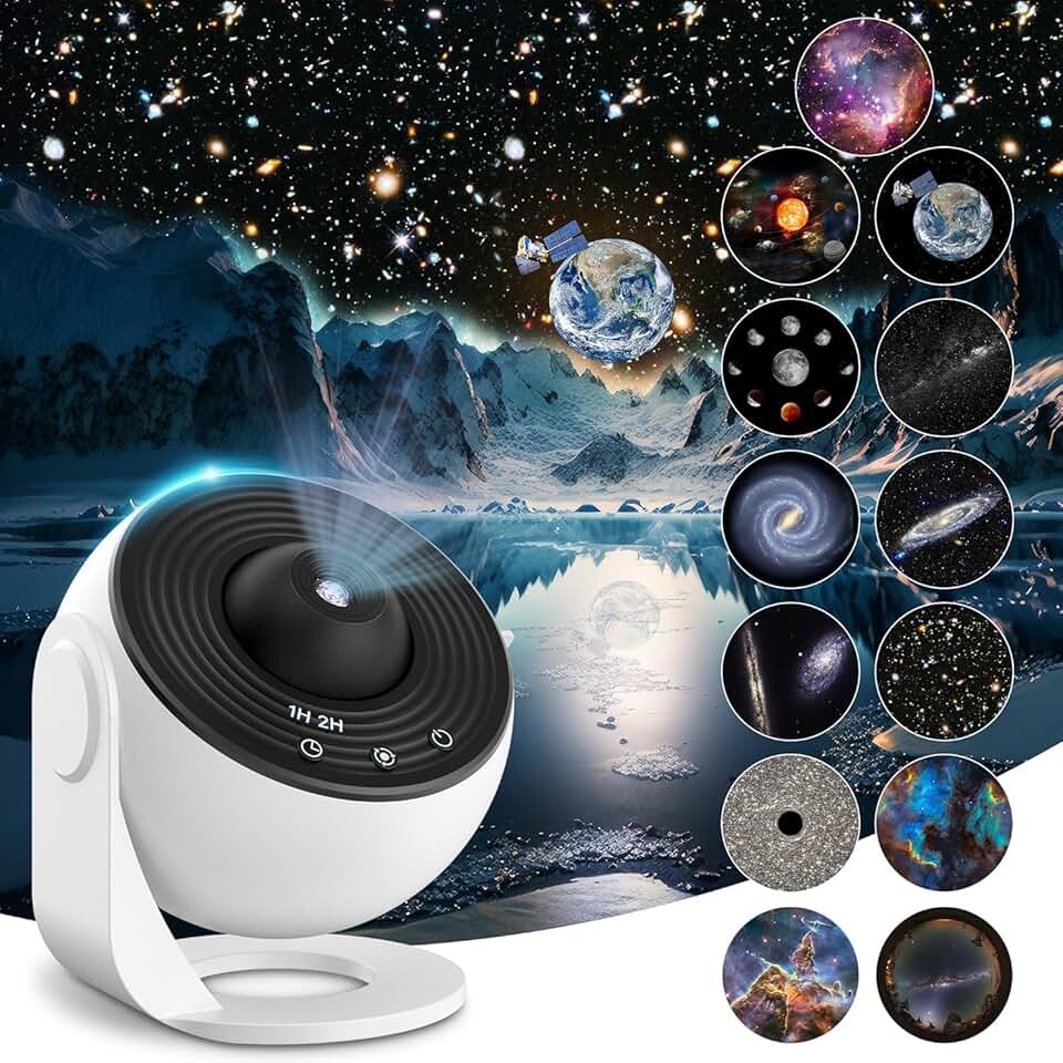 Projetor de Luz Galaxia, Projetor Galaxia, Projetor de Estrelas, Projetor de Luz, Galaxy Projector, Lâmpada de Projeção de Nebulosa Rotativa de 360, luz Noturna para Quarto, Preto E branco