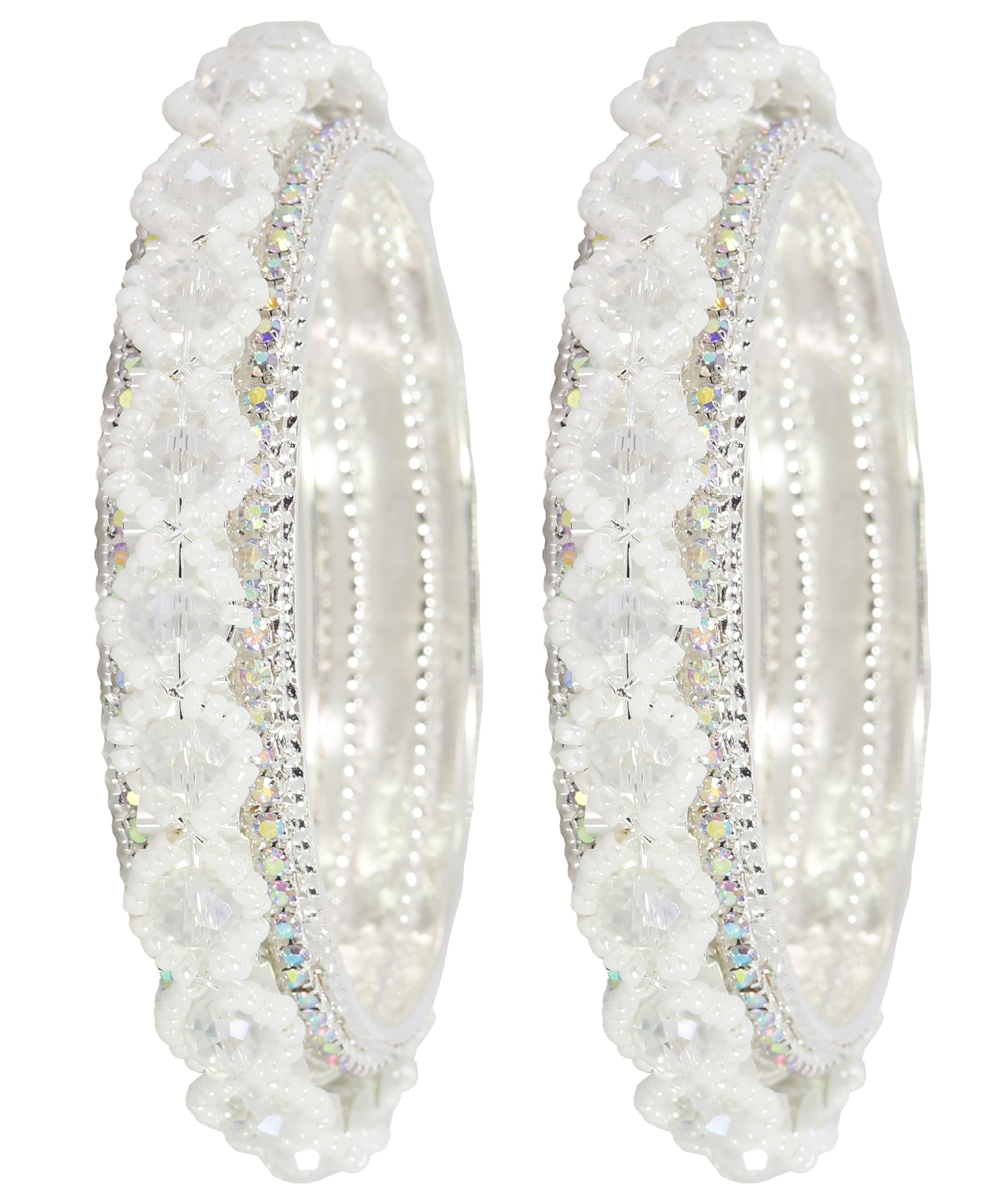 NMII Premium Alloy Metal Bangles For Women and Girls Studded American Diamond Stone & Pearls Moti | Womens Bangles Bracelet | Metal bangles | Stone Bangles Kada,(MAH67_851- Silver-2.4) (B0CYPRVSVV) Amazon Price History, Amazon Price Tracker