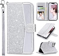 Vista 40 de ULAK Funda tipo cartera compatible con iPhone 13 para hombres, funda protectora con tapa de piel PU premium y función de caballete con tarjetero