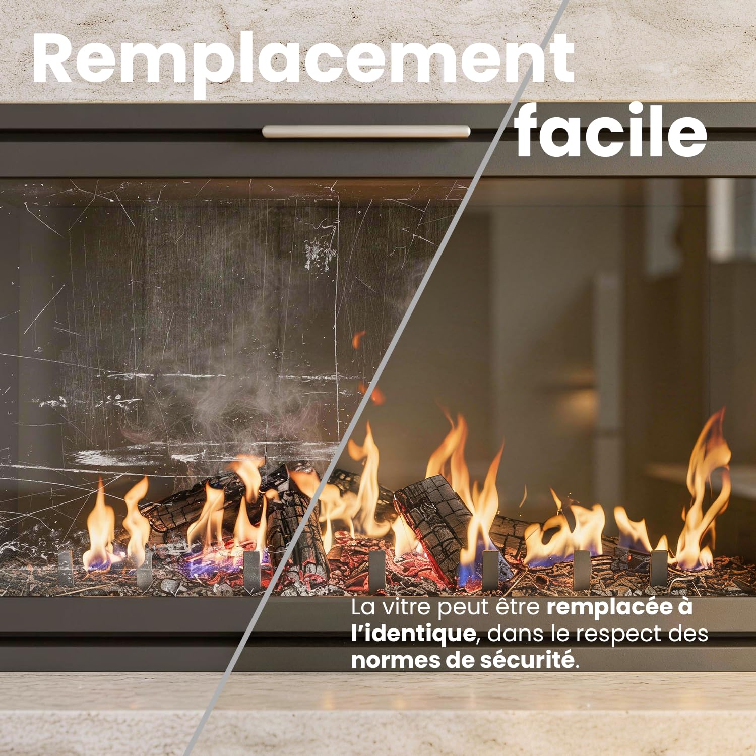 325 x 385 x 4 mm - Vitre d’Insert pour cheminée et poêle à Bois - Verre de Rechange Haute température France Vitre - jusqu'à 800°C - 385x325 mm