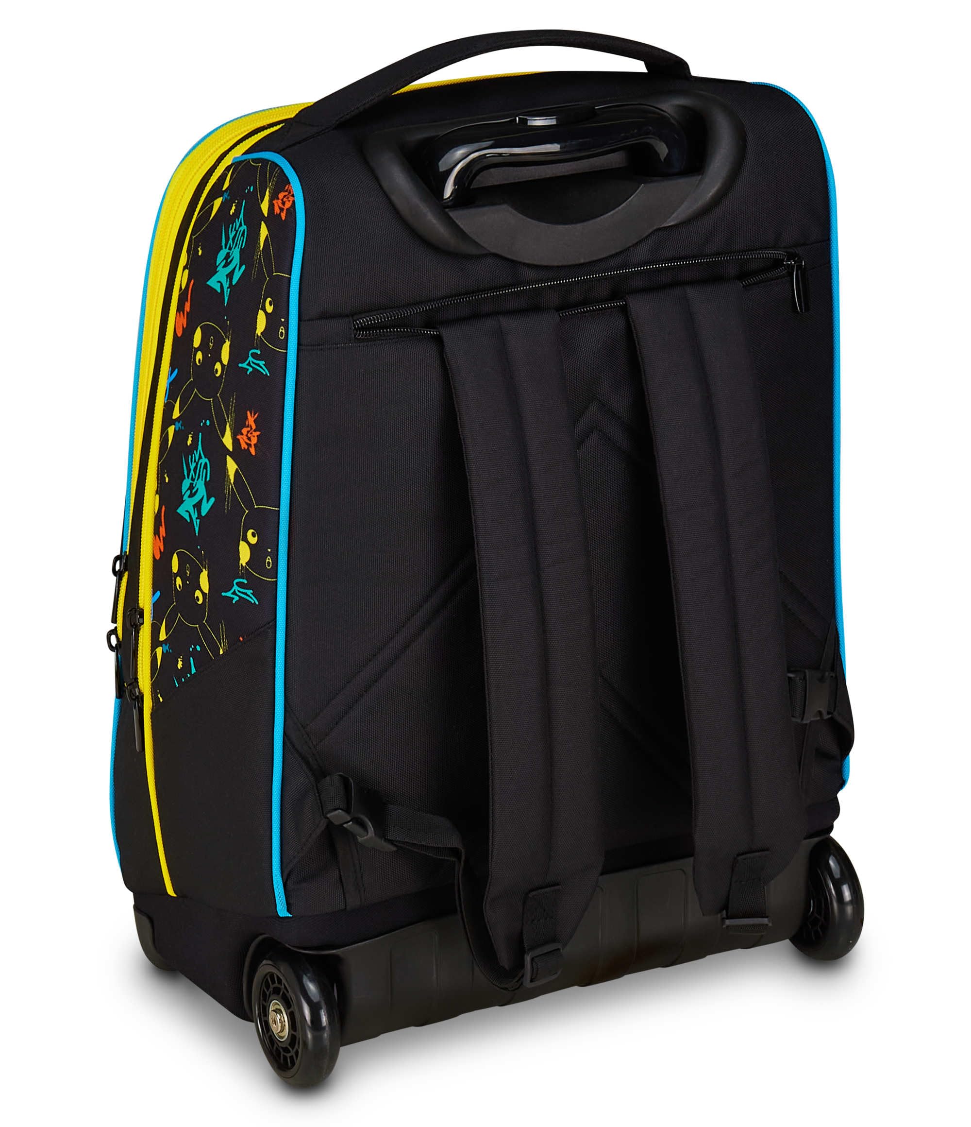 Seven Pokémon Big Trolley École Fixe Noir, 2 en 1, Double Usage, Trolley et Sac à dos, Sac à dos école primaire, enfant, Noir, Taglia unica, Décontracté