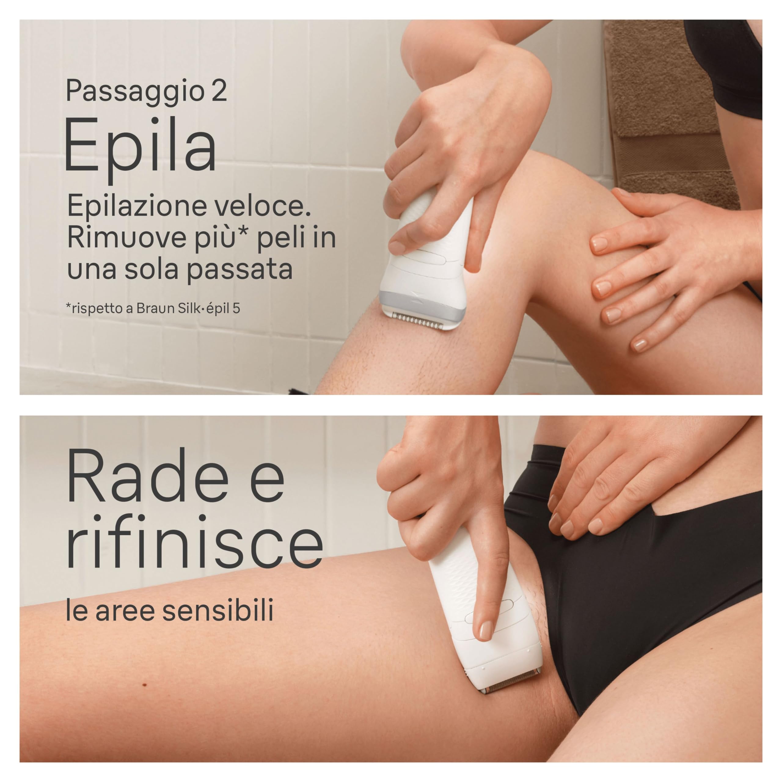 Braun Silk-épil 7 SkinSpa Depilatore Donna, Epilatore Elettrico Donna Con Testina Ampia Per Una Epilazione Facile, Wet & Dry, Pelle Liscia a Lungo, Kit Tutto-In-Uno, 7-081, Bianco/Argento - Vista 4