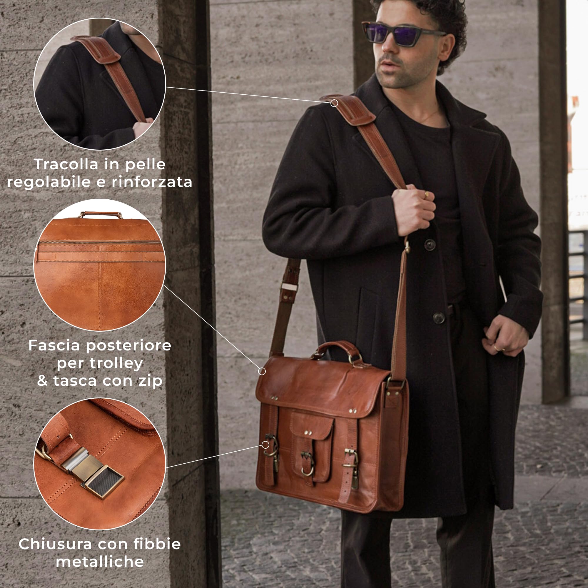 Berliner Bags Borsa da Lavoro Berlin in Vera Pelle, con Scomparto per Laptop, Ufficio e Viaggi, Uomo e Donna – Marrone