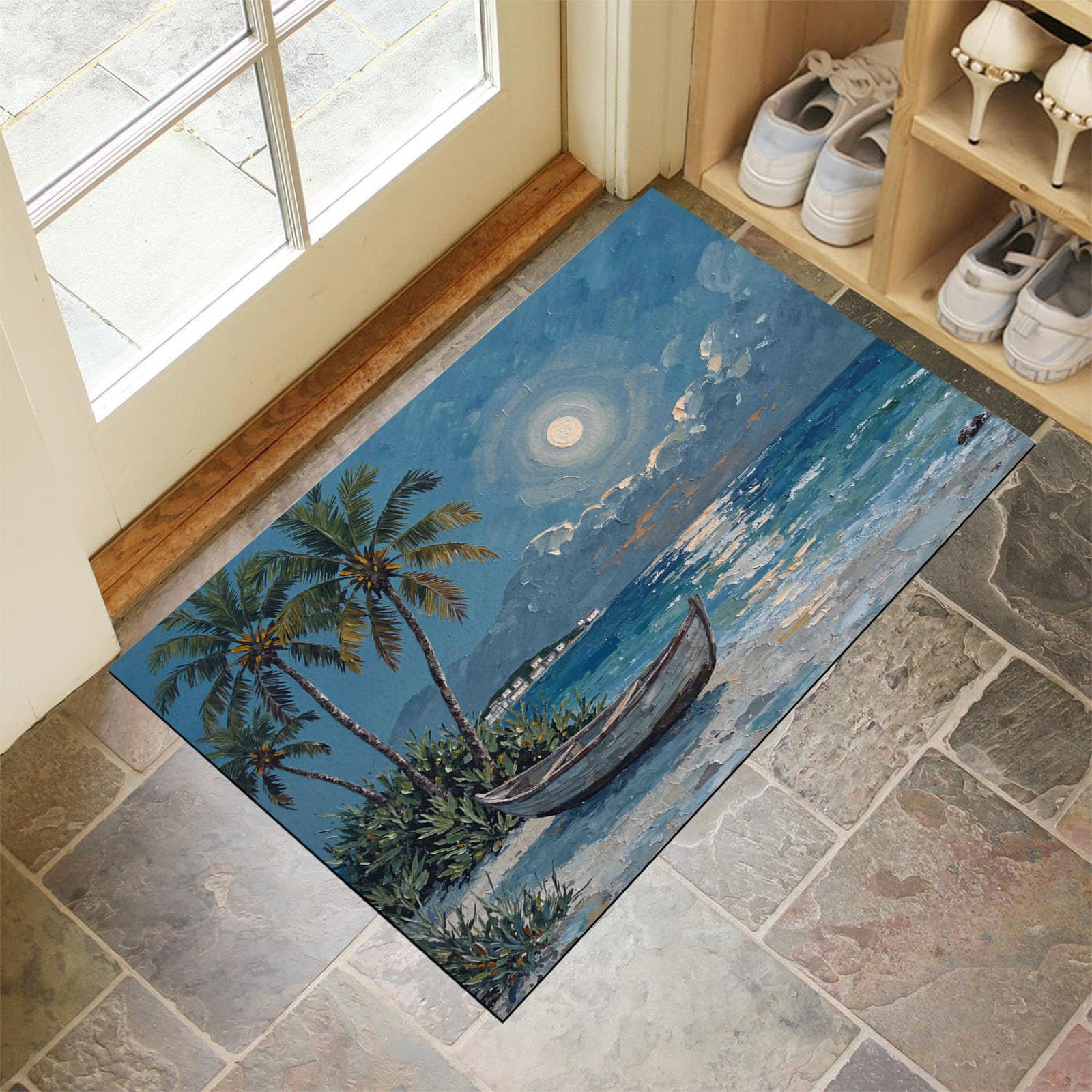 Paillasson Peinture à l'Huile Bateau Doux Tapis de Sol Intérieur Haute Densité 50x80