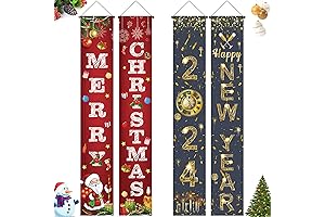 Happy New Year Merry Christmas Banner
