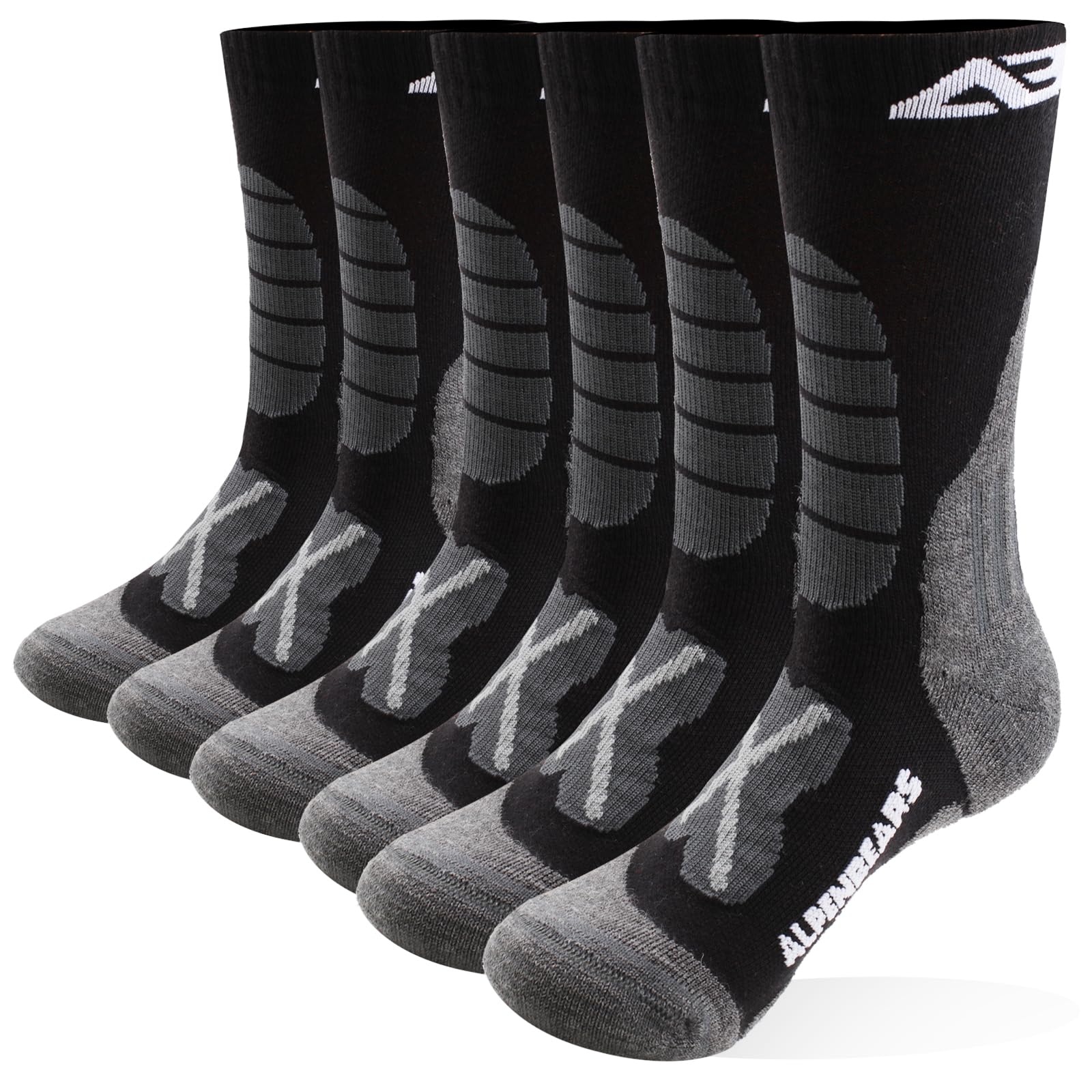 Premium Wandersocken aus Merino Wolle - [3 Paar] - Profi Trekkingsocken zum Wandern - Outdoor Socken für Damen, Herren & Kinder - Warme Merino Wandersocken - Funktionssocken (Schwarz, 43-48)