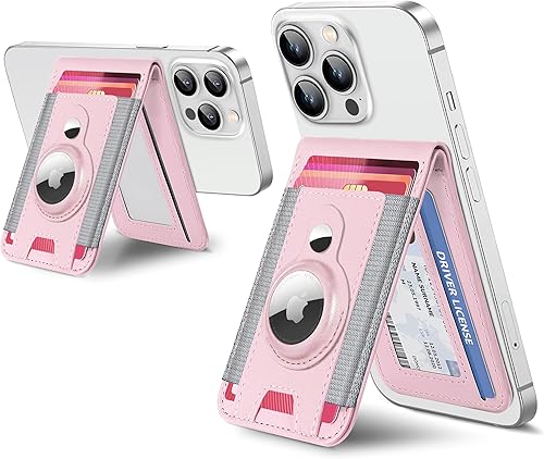 Cartera Magsafe 3 en 1 con soporte AirTag, actualizada con cartera para iPhone y soporte ajustable, ventana de identificación abierta, cartera
