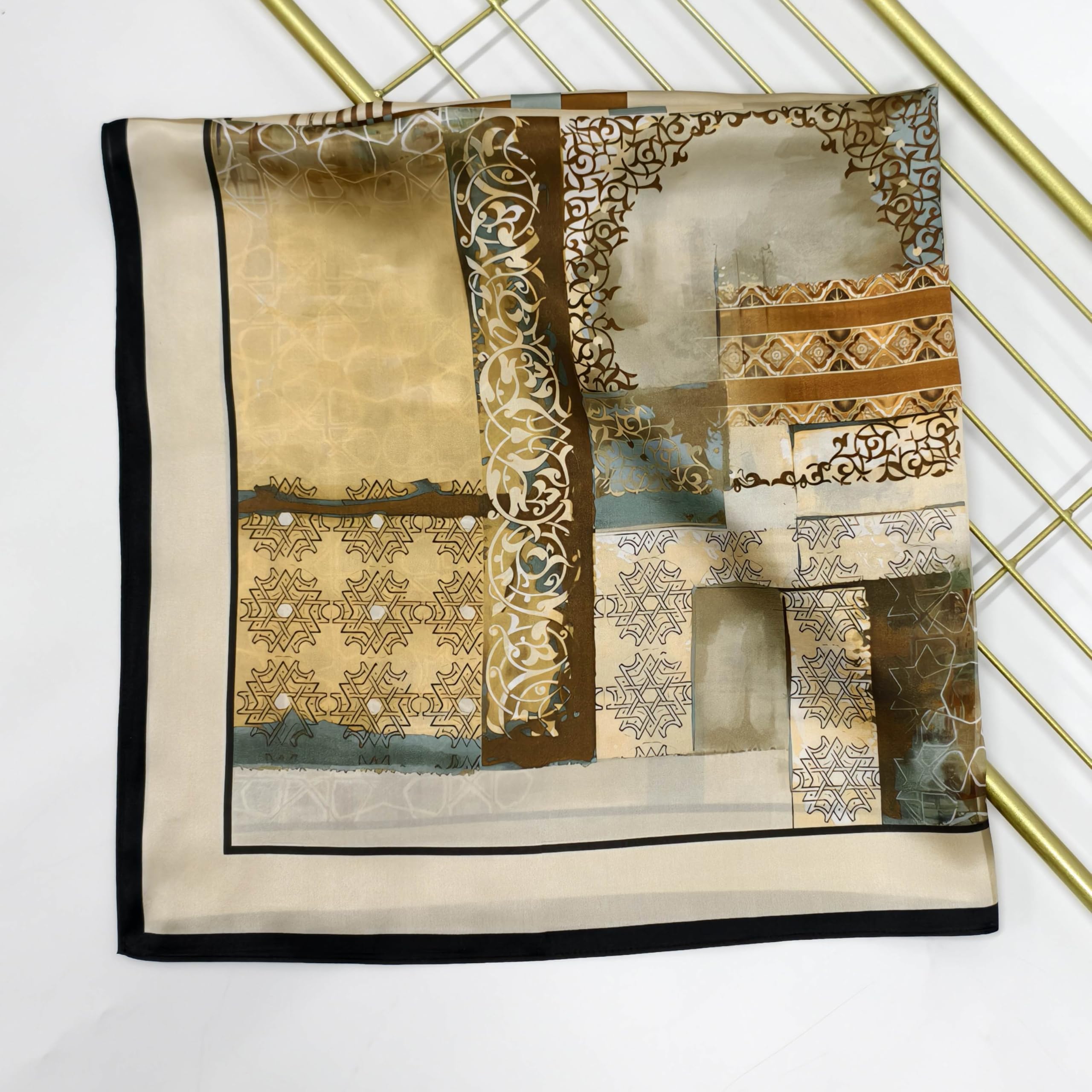 Foulard en 100 % pure soie de mûrier - 90 x 90 cm - Foulard de qualité supérieure pour femme - Collection Classics The Royal Opera Collection - Avec enveloppe cadeau