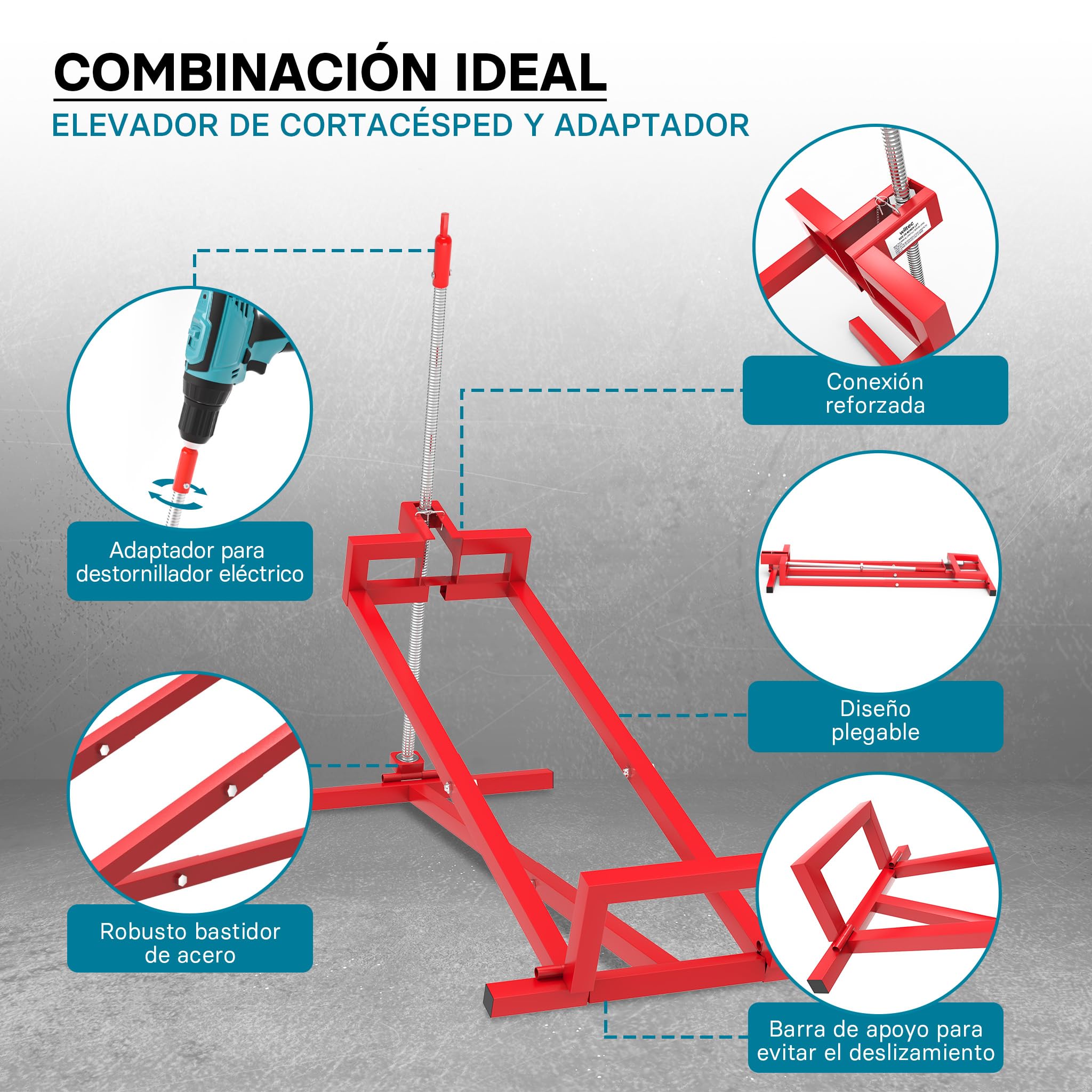 Dispositivo Elevador con Adaptador cortacésped Quad Tractor pequeño máx. 250 kg inclinación máx. 35°