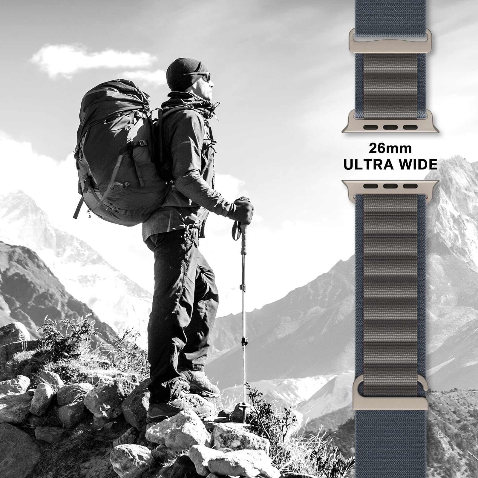 MRAIN-H Cinturino Alpine Loop in nylon compatibile con Cinturino Apple Watch Ultra 2 1 49mm 46mm 45mm 44 mm cinturino regolabile per iWatch Serie SE 10/9/8/7/6/5/4/3/2/1