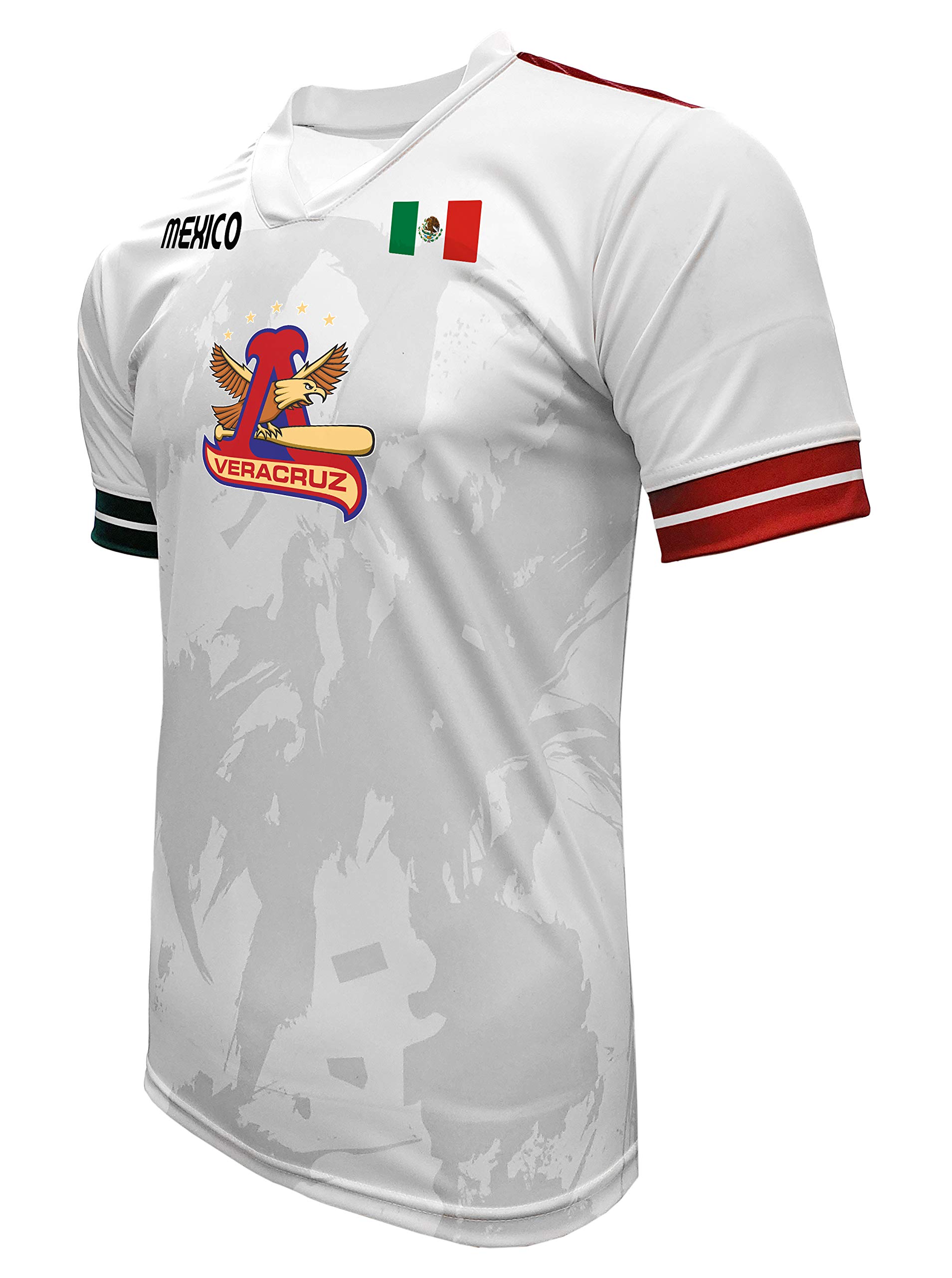 Jersey Mexico Aguilas de Veracruz 100% Polyester White/Grey_Made in Mexico (Large)