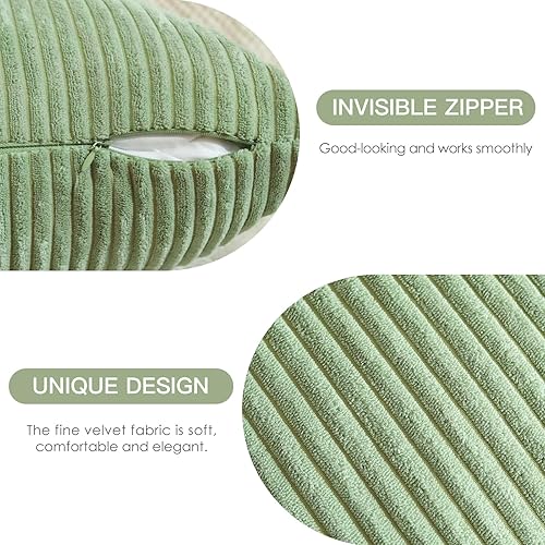 Miniatura 9 de OTOSTAR Juego de 2 fundas de almohada decorativas de pana suave, a rayas, para decoración del hogar, para sofá, cama, sala de estar, 22 x 22