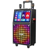 Karaoke Machine with Lyrics Display Screen for Adults, Built-in 15 Inches Tablet, Bluetooth Speaker with 2 Wireless Mics, 1000W Peak Power, DJ Lights, Portable Karaoke System for Any Occasion