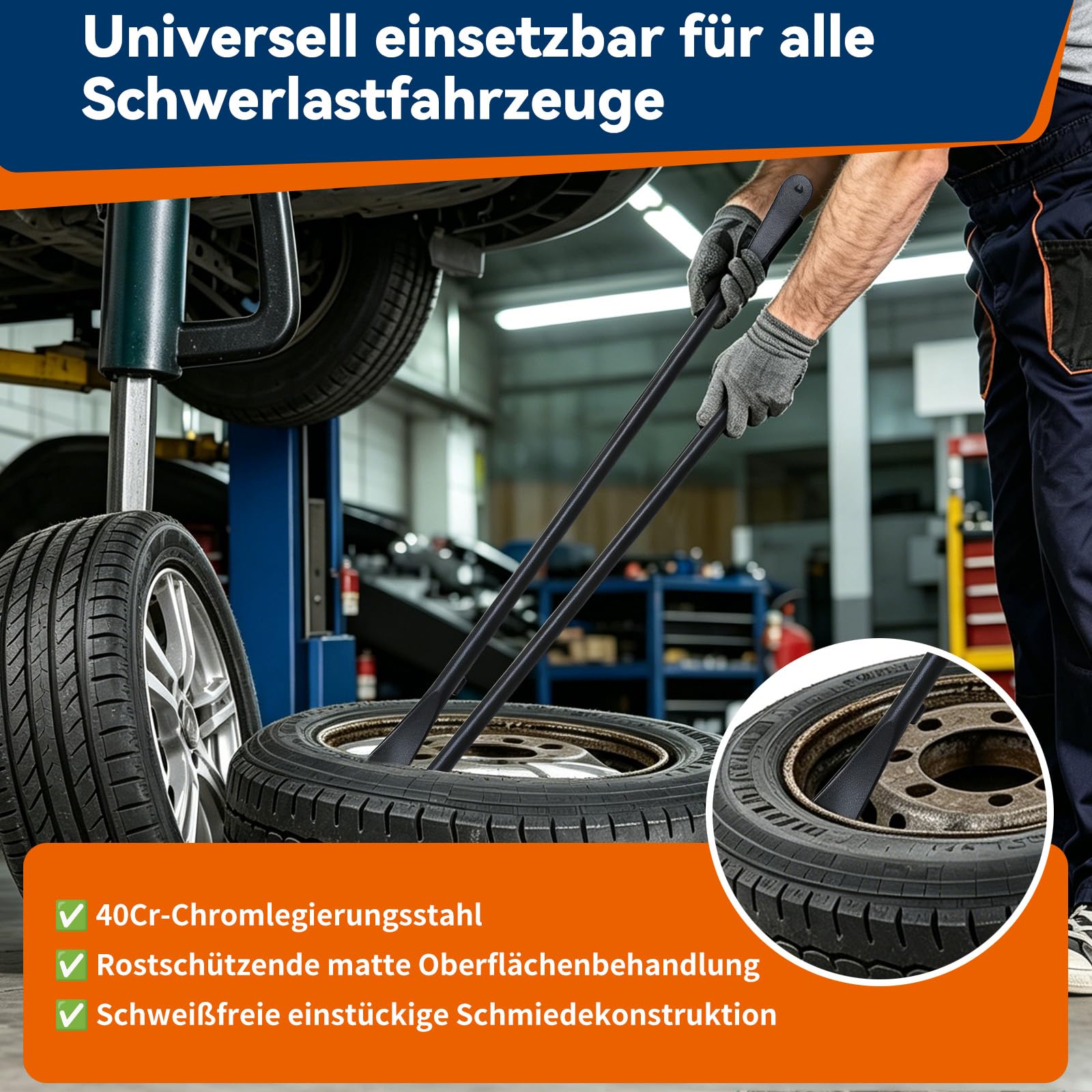 Reifenmontage- und Demontageeisen, Reifenwechsel-Werkzeug für schlauchlose Reifen, Ersatz für manuelle Reifenmontierer, Reifenleiste für Auto/RVs/Pickups/LKW-Wartung (97, cm)
