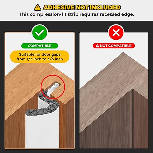 Miniatura 20 de Burlete de sellado de puerta – Espuma insonorizada en forma de Q para marco de puerta exterior, sello de espacio grande, cancelación de ruido, fácil