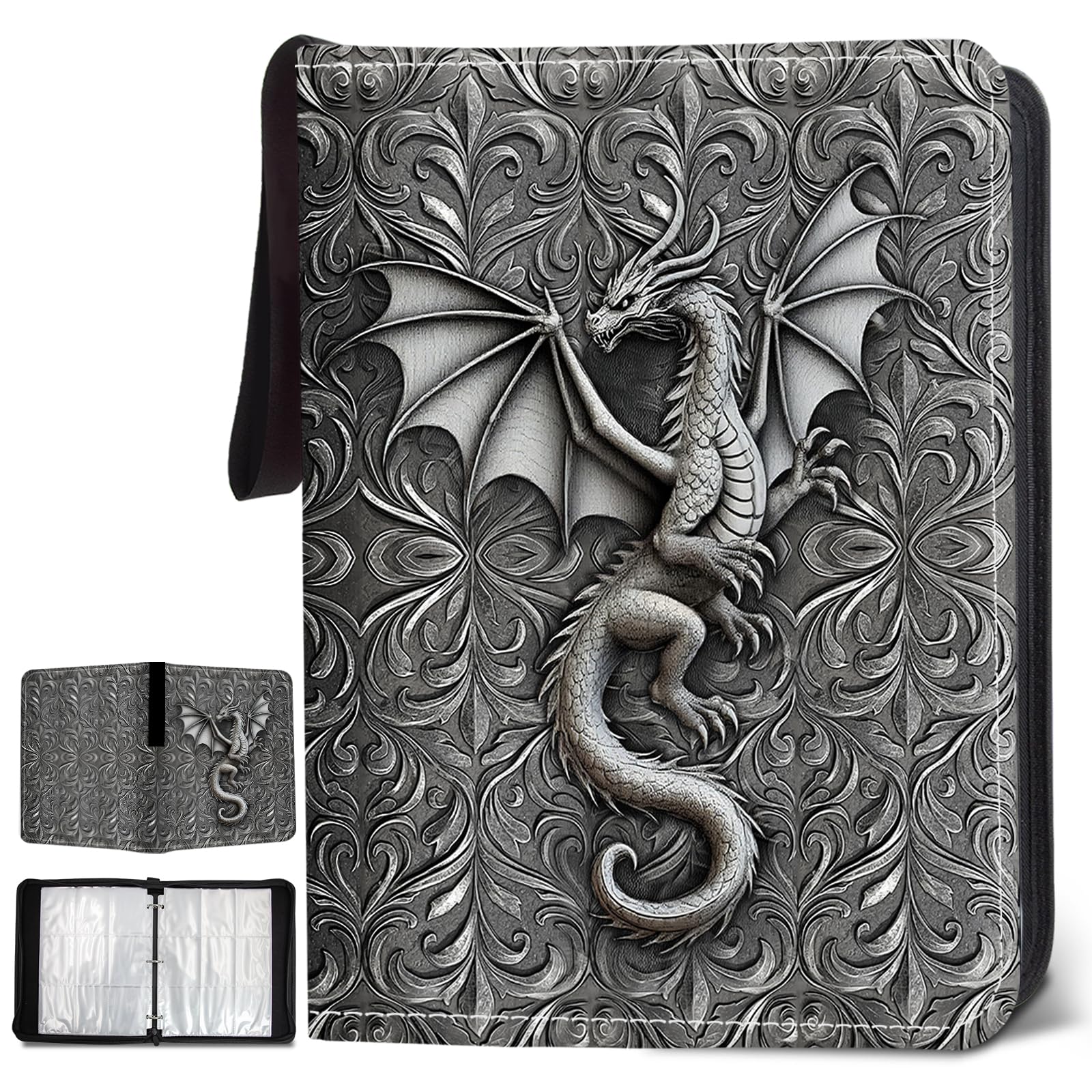 Classeur à 900 pochettes pour cartes à collectionner Wazzio avec album dragon à fermeture