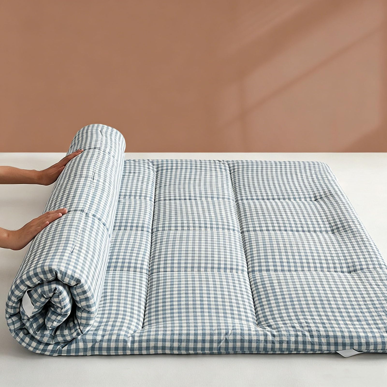 BK&MF Soft Cotton Foldable Filled Bed Mattress Pad, Quilted Tatami Mat, Portable Single Bed Topper for Student Dormitory & Household Use,J,180x200cm(71x79inch)