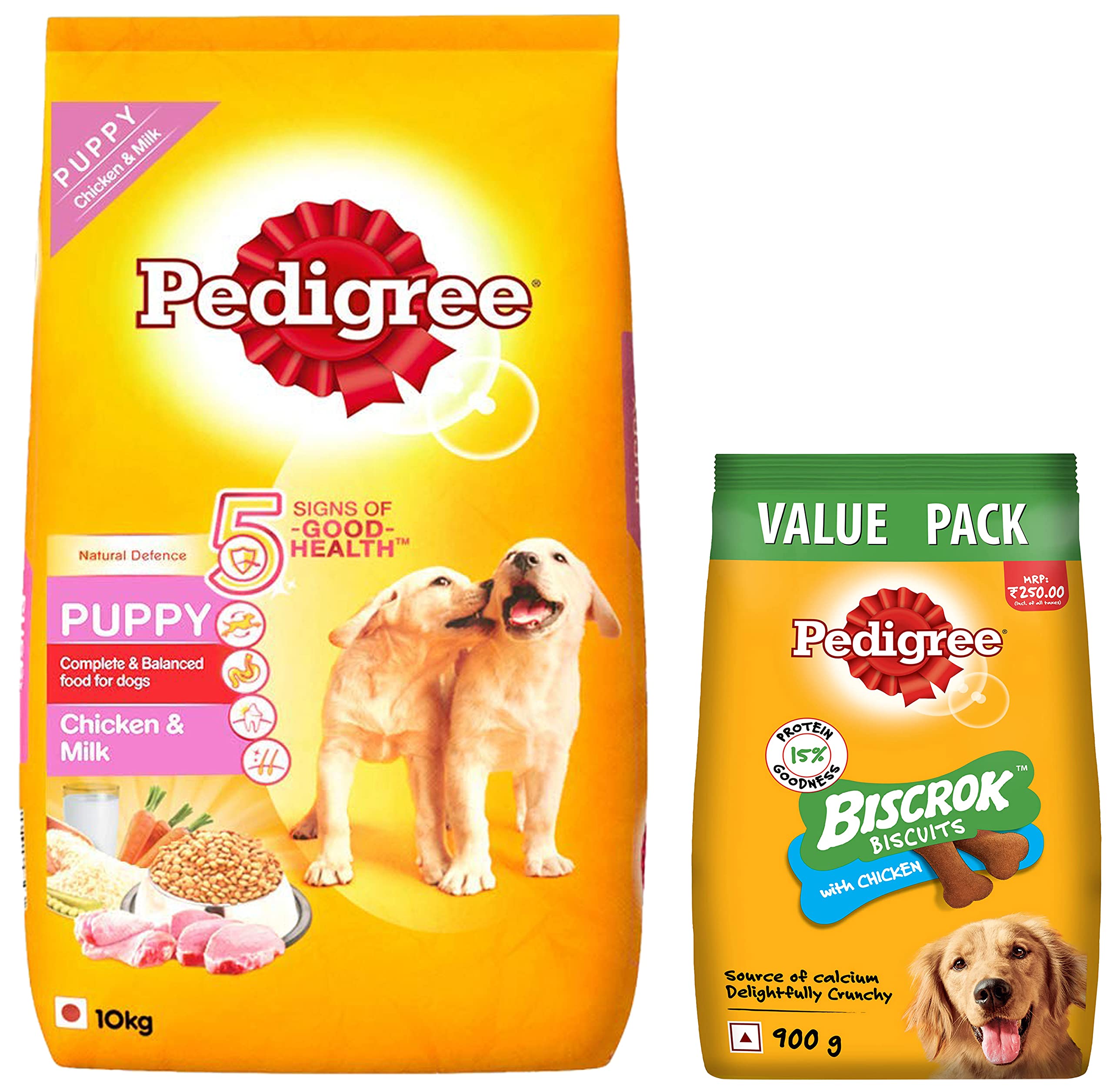 Pedigree Puppy Dry Dog Food, Chicken & Milk, 10kg Pack & All Life Stages Biscrok Dry Dog Biscuits (Above 4 Months), Chicken Flavor, 900g Pack (B09VH4NJ7H) Amazon Price History, Amazon Price Tracker