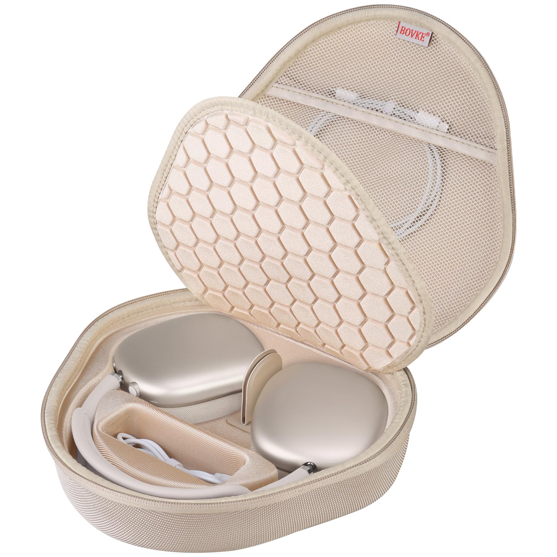 BOVKE Hard Headphone Carrying Case with Sleep Mode for Apple AirPods Max Wireless Over-Ear Headphones, AirPods Max Protective Portable Storage Bag with Mesh Pocket for Headphone Accessories, Starlight