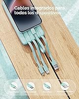 Vista 2 de charmast Cargador portátil con cables incorporados, banco de energía con cables, batería delgada de viaje de 10000 mAh, 6 salidas, 3 entradas, 5 A