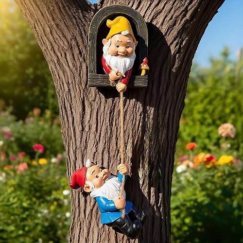 Teaeeno Gnome Garden Decoration Climbing Tree Decor Outdoor, Fairy Door