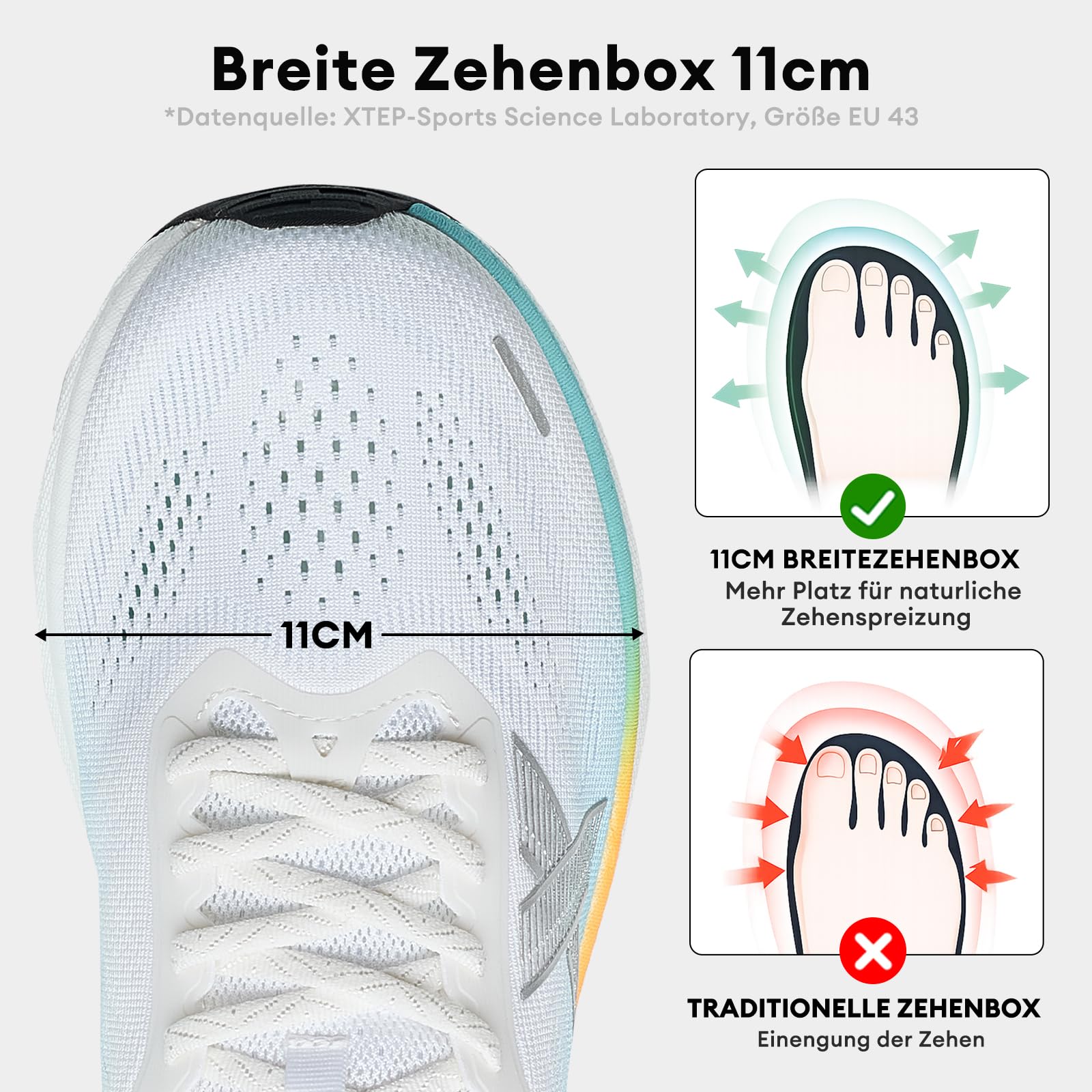 XTEP Laufschuhe Herren Extra Breit, Joggingschuhe Herren Extra Weite, Running Schuhe Breite Füße, Jogging Schuhe Gedämpft Atmungsaktive Fitness Gym Sportschuhe